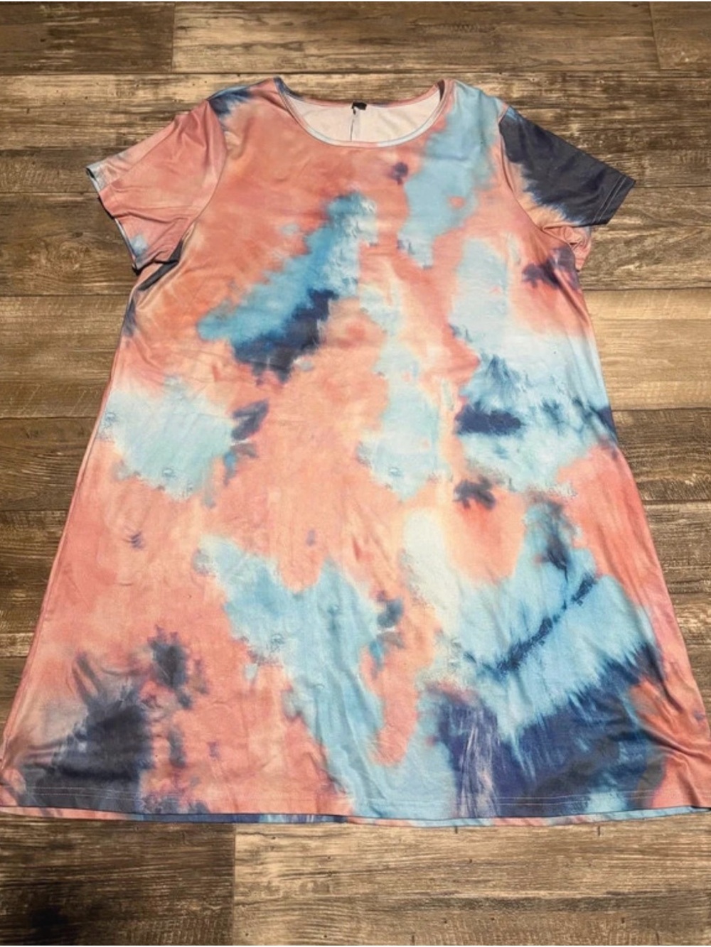 SHEIN Pink & Blue Tie-Dye Midi Dress
